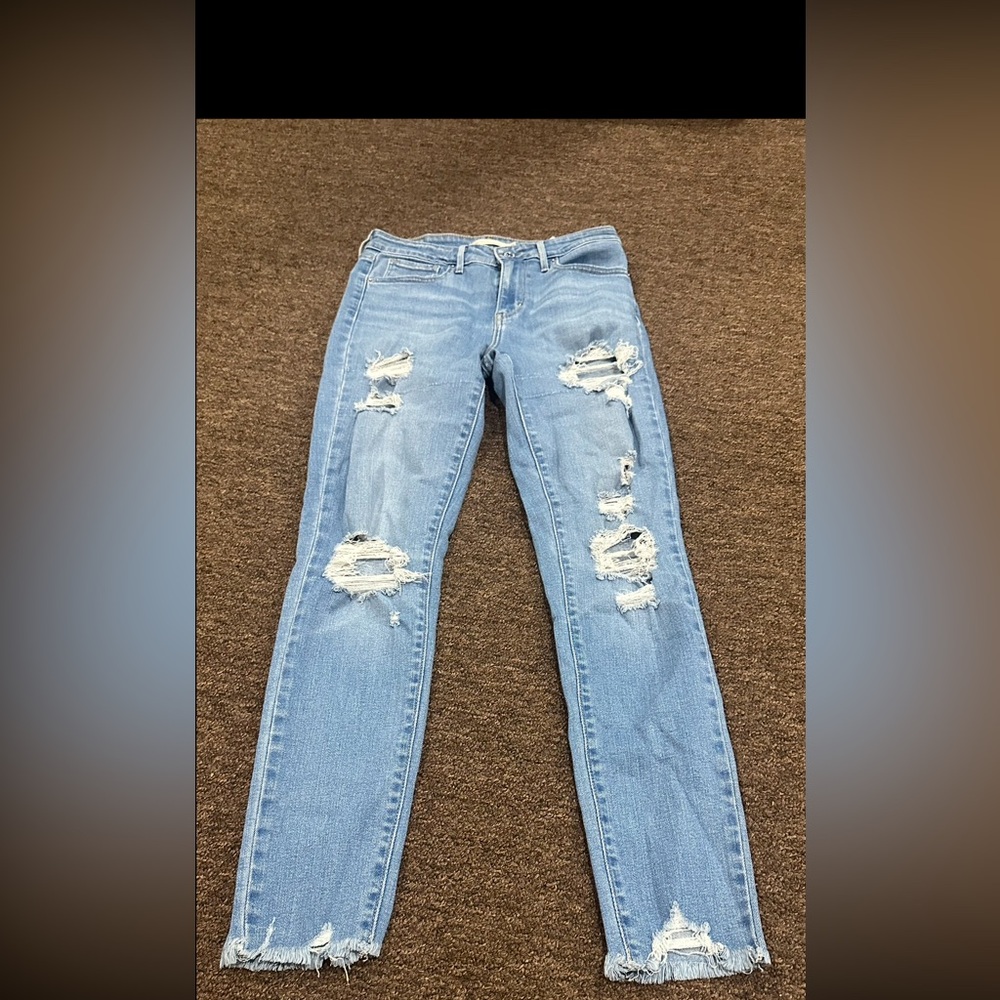 721 High Rise Skinny 26 Distressed Blue Jeans EUC Womens Levi's casual bottoms
